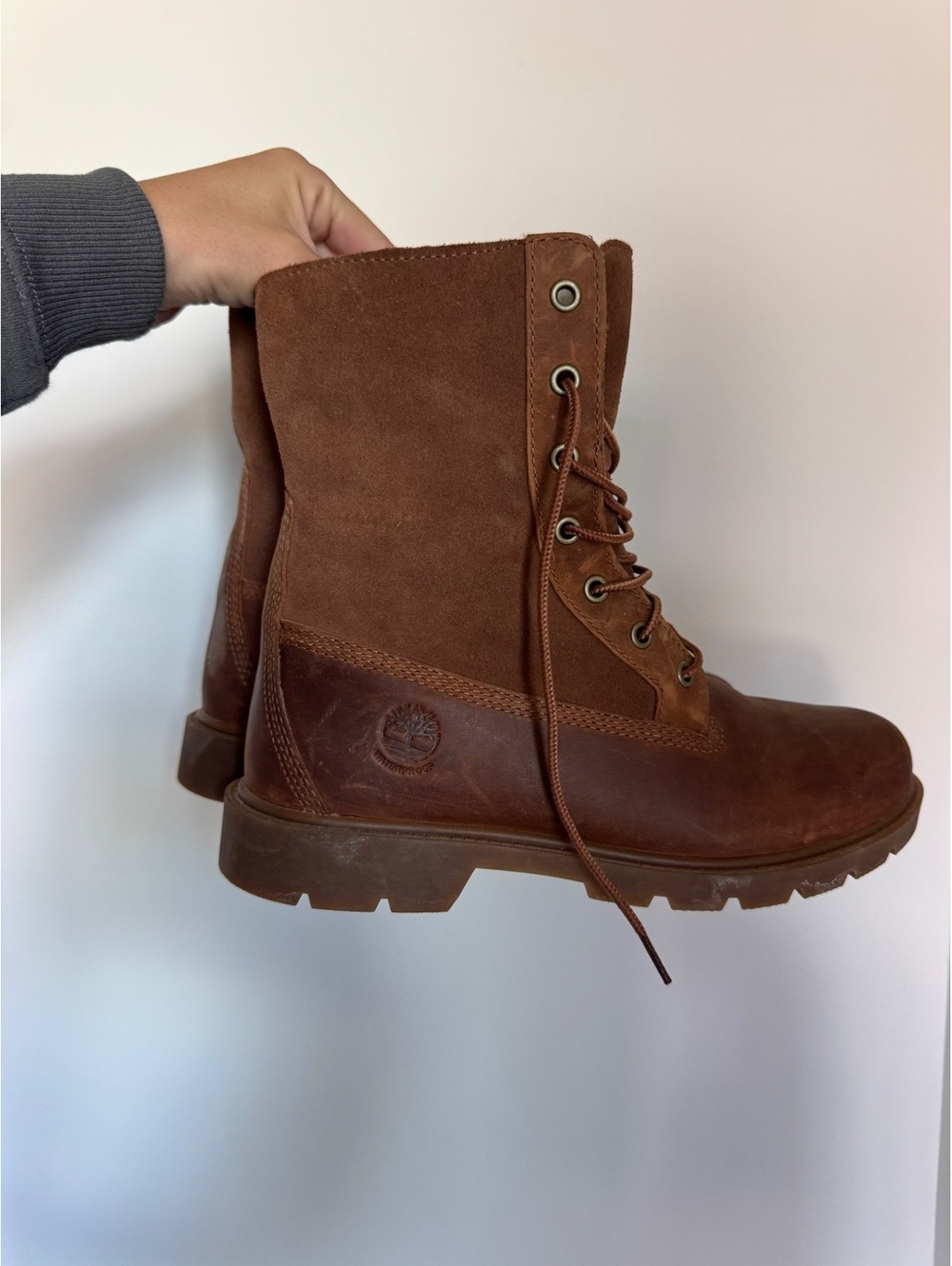 Timberland Women’s 8.5 Brown Leather Fleece Lined Fold Down Boots